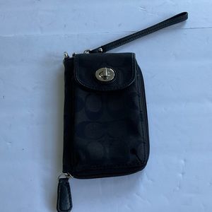 Coach Black and Blue Wallet/Wristlet/ Phoneholder.